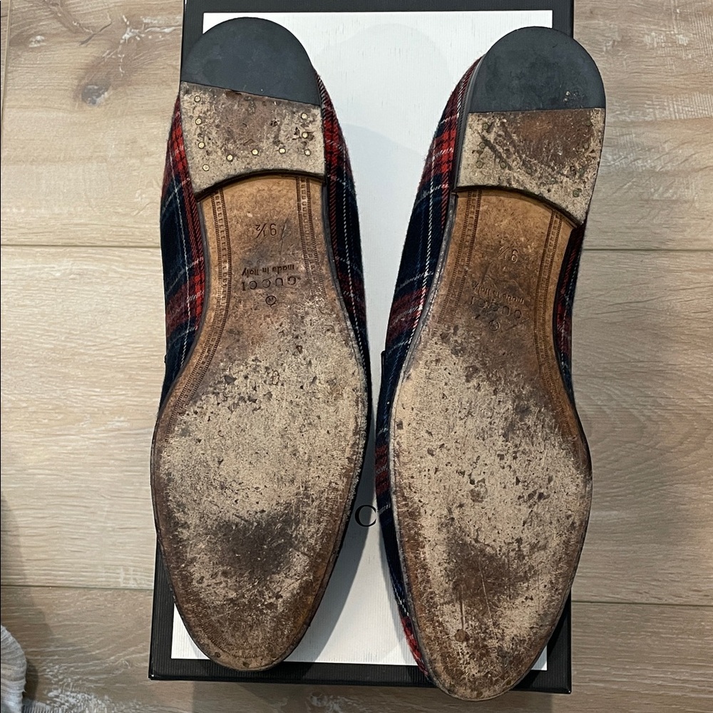Gucci Men's Red and Black Plaid Loafers - Picture 4 of 8
